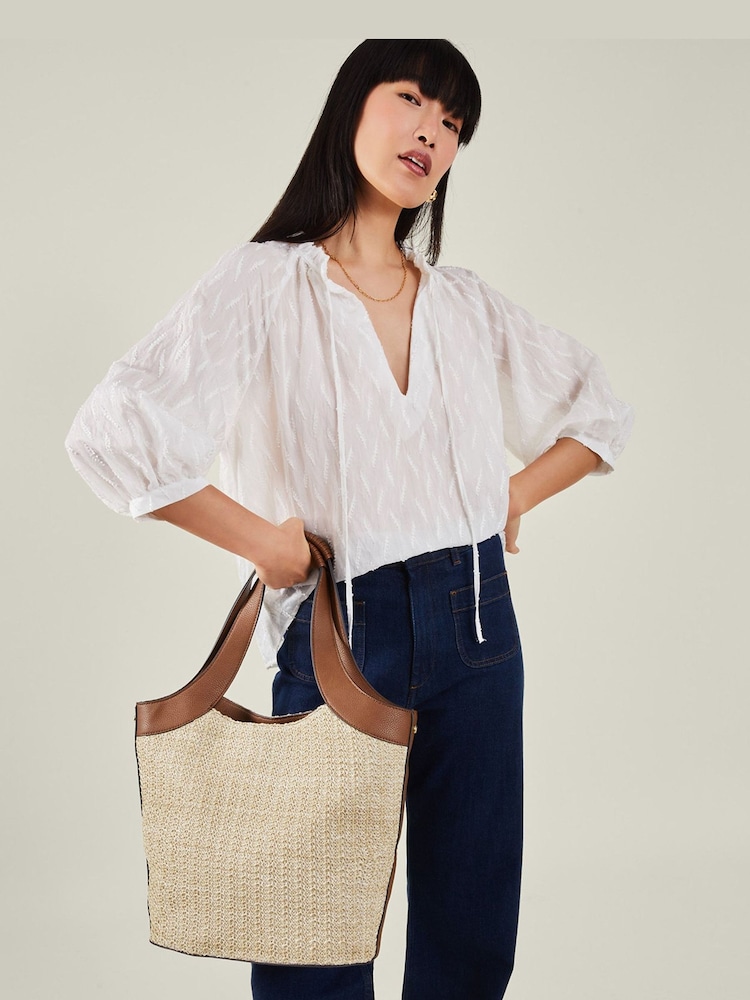 Accessorize Brown Woven Shoulder Bag - Image 1 of 3