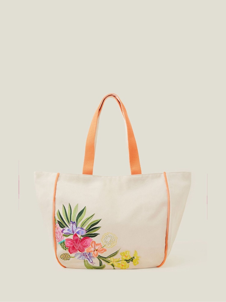 Accessorize Natural Embroidered Tote Bag - Image 2 of 3 Accessorize Natural Embroidered Tote Bag - Image 2 of 3
