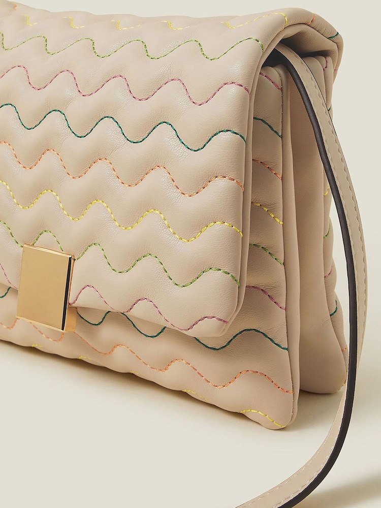 Accessorize Cream Wiggle Stitch Cross-Body Bag - Image 4 of 4