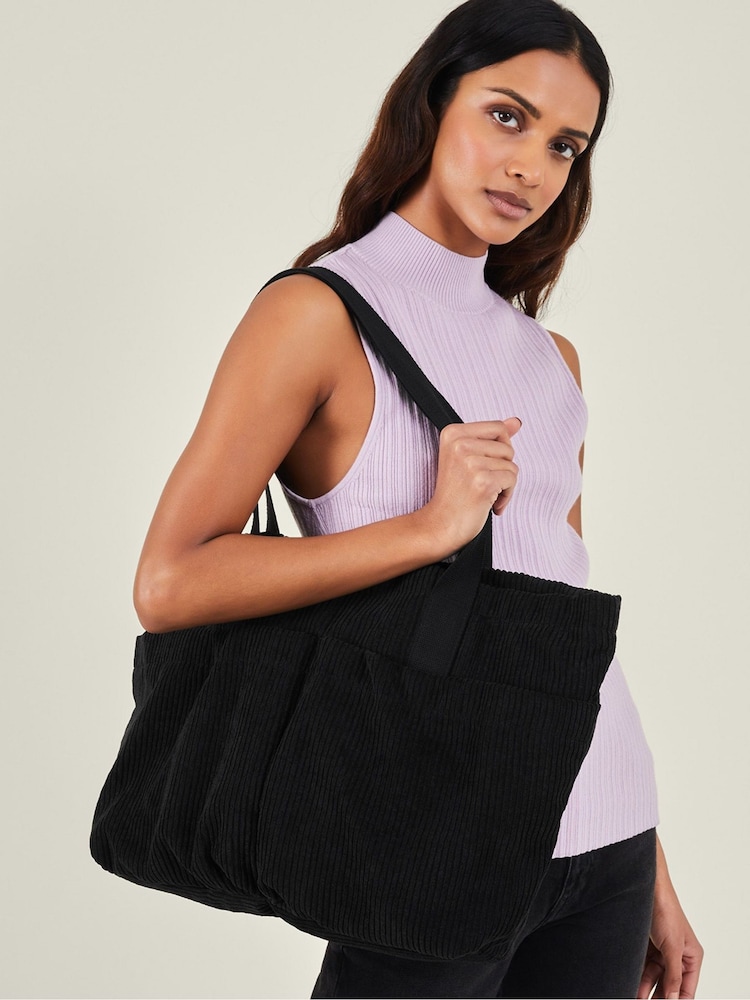 Accessorize Black Large Cord Shopper Bag - Image 1 of 3