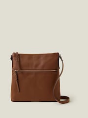 rjava - Accessorize Usnjena velika torba Messenger - Slika 2 iz 3