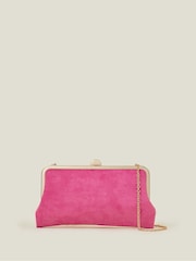 Accessorize Pink Curved Suedette Clip Frame Clutch Bag - Image 2 of 4