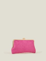 Accessorize Pink Curved Suedette Clip Frame Clutch Bag - Image 3 of 4
