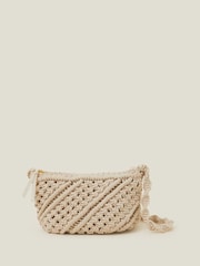 Accessorize Cream Macramé Cross-Body Bag - Image 2 of 4