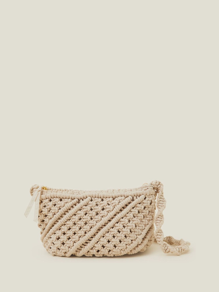 Accessorize Cream Macramé Cross-Body Bag - Image 2 of 4