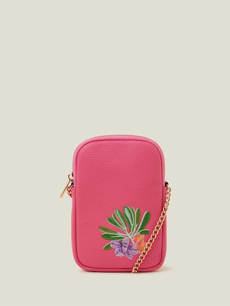 Accessorize Pink Embroidered Phone Bag - Image 1 of 3