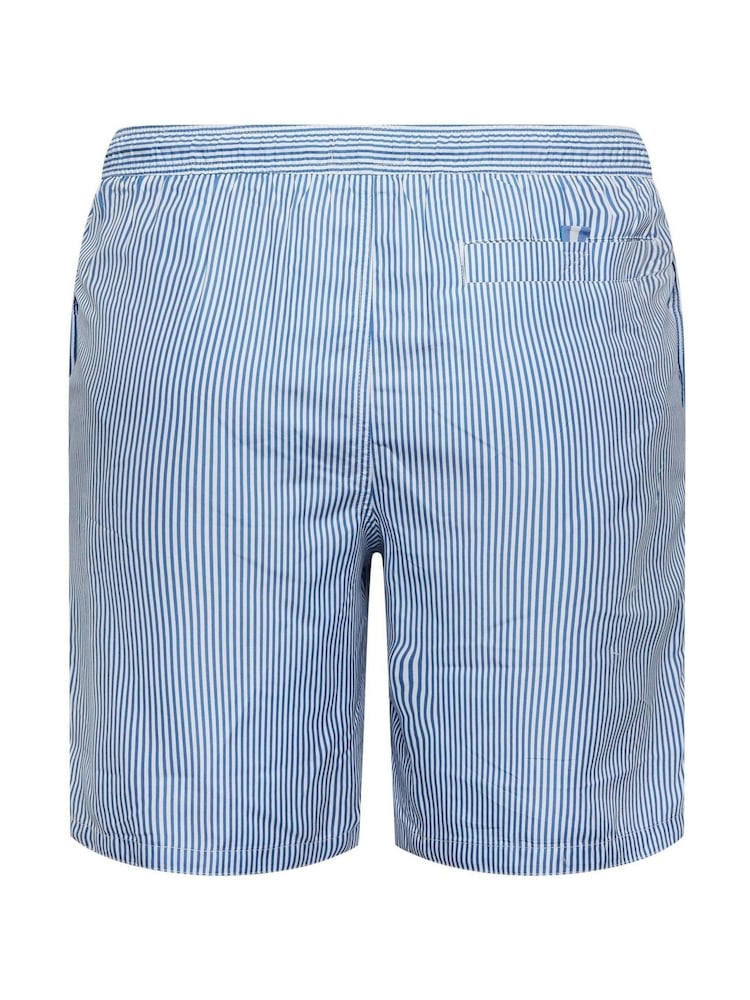 BadRhino Big & Tall Blue Striped Swim Shorts - Image 4 of 4 BadRhino Big & Tall Blue Striped Swim Shorts - Image 4 of 4