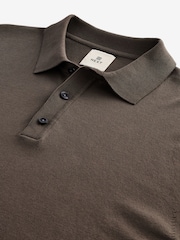 Brown Mocha Regular Fit Knitted Long Sleeve Polo Shirt - Image 1 of 1
