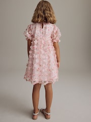 Pink Printed Mesh Flower Party Dress (3-16yrs) - Image 3 of 9