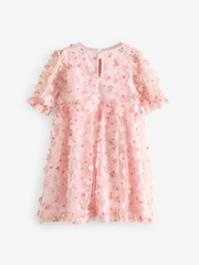 Pink Printed Mesh Flower Party Dress (3-16yrs) - Image 7 of 9