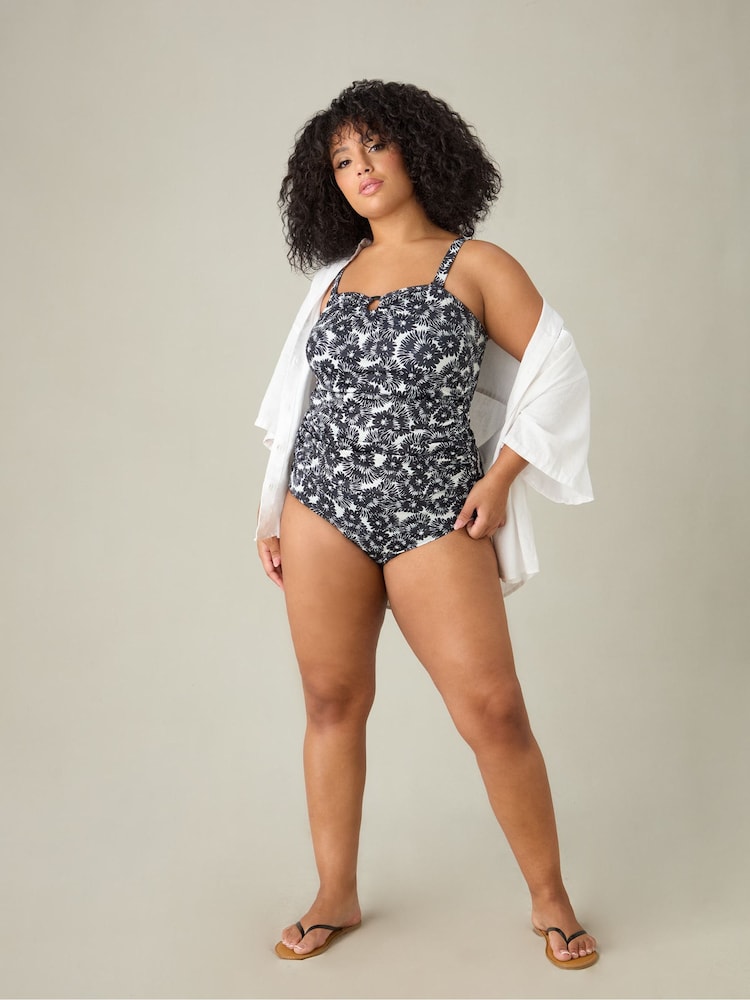 Live Unlimited Curve Mono Leaf Print Tankini Bottoms - Bild 1 von 3