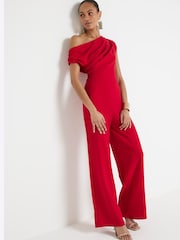 River Island Red Off Shoulder Drape Jumpsuit - Image 4 of 6