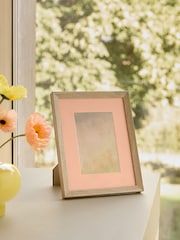 Pink Peach Colour Mount and Oak Effect Photo Frame - Image 1 of 6