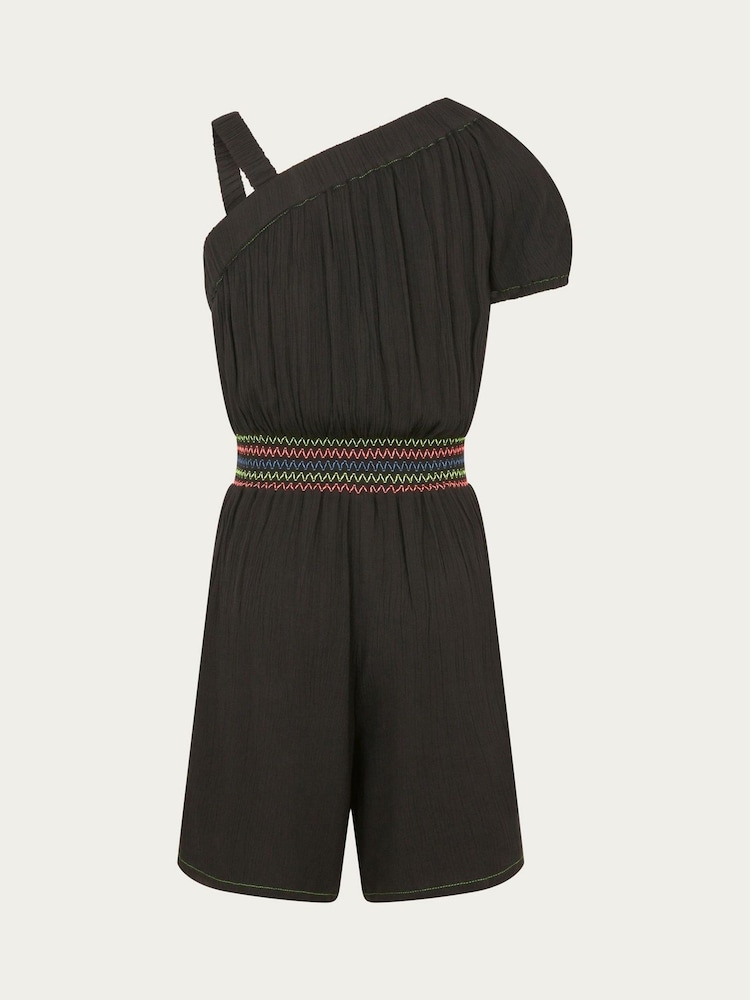 Monsoon Black One Shoulder Playsuit - Image 2 of 3 Monsoon Black One Shoulder Playsuit - Image 2 of 3