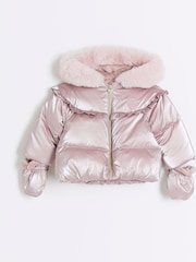 River Island Pink Baby Girls Padded Jacket - Image 1 of 3
