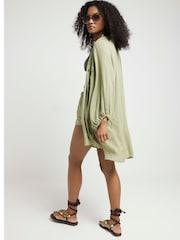 River Island Green Oversized Light Metallic Shirt - Image 2 of 4