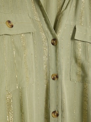 River Island Green Oversized Light Metallic Shirt - Image 4 of 4