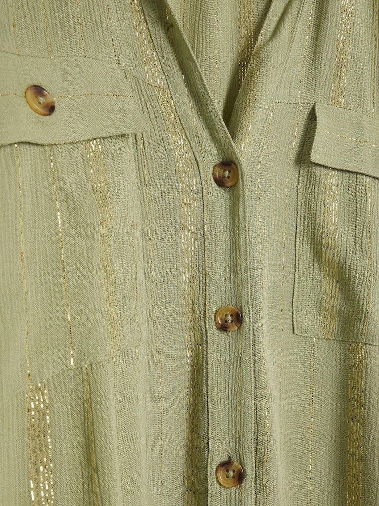 River Island Green Oversized Light Metallic Shirt - Image 4 of 4