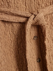 River Island Brown Short Sleeve Textured Midi Shirt Dress - Image 6 of 6