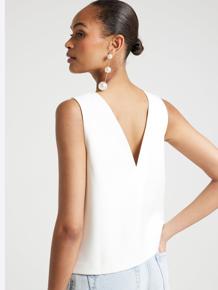 River Island White Diamante Trim Shell Top - Image 3 of 4