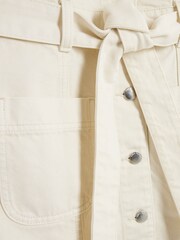 River Island Cream Denim Belted Bodycon Midi Dress - Image 4 of 4