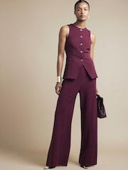 River Island Red Short Length High Neck Button Waistcoat - Image 2 of 4