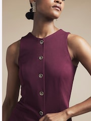 River Island Red Short Length High Neck Button Waistcoat - Image 3 of 4