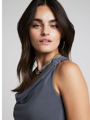 River Island Grey Cropped Cowl Neck Modal Top - Image 3 of 4