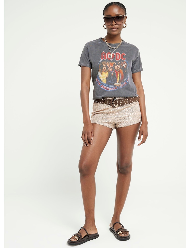 River Island Grey Short Sleeve ACDC Baby Shrunken T-Shirt - Image 3 of 4
