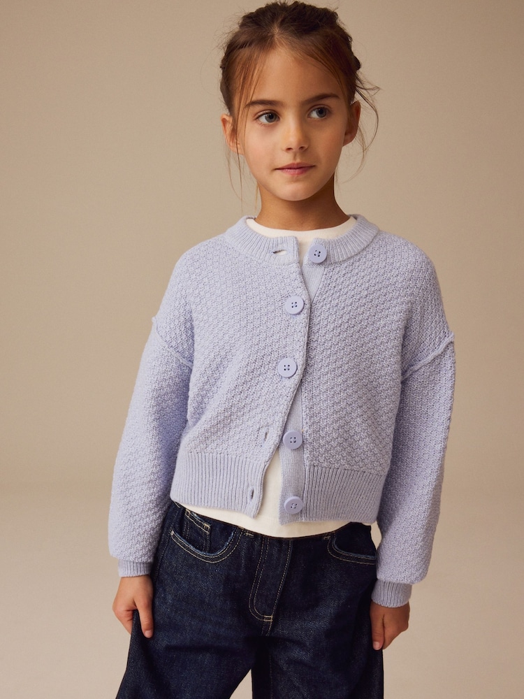 Blue Crew Neck Cardigan (3-16yrs) - Image 3 of 9