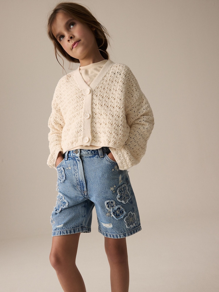 Ecru Knitted V-Neck Cardigan (3-16yrs) - Image 1 of 9