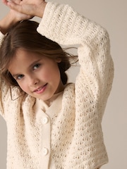 Ecru Knitted V-Neck Cardigan (3-16yrs) - Image 5 of 9