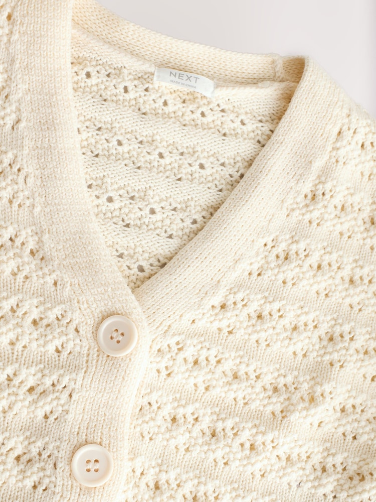 Ecru Knitted V-Neck Cardigan (3-16yrs) - Image 9 of 9 Ecru Knitted V-Neck Cardigan (3-16yrs) - Image 9 of 9