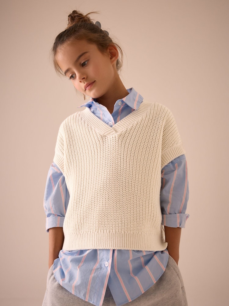 Ecru Knitted Tank (3-16yrs) - Image 1 of 8