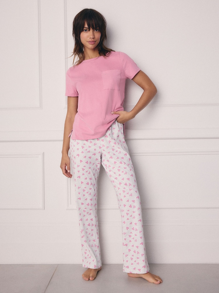 Pink Heart 100% Cotton Short Sleeve Pyjamas - Image 1 of 8