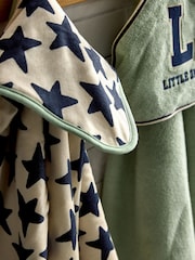 Set of 2 Blue/Green 100% Cotton Newborn Hooded Baby Towel - Image 3 of 6
