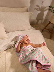 Set of 2 Pink/Green 100% Cotton Newborn Hooded Baby Towel - Image 2 of 9