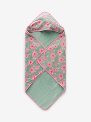 Set of 2 Pink/Green 100% Cotton Newborn Hooded Baby Towel - Image 5 of 9