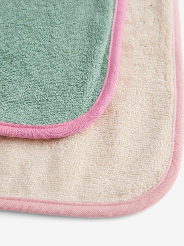 Set of 2 Pink/Green 100% Cotton Newborn Hooded Baby Towel - Image 9 of 9