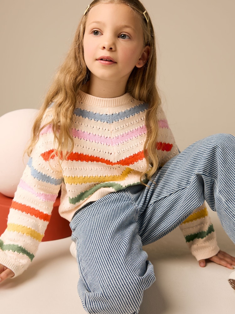 Rainbow 100% Cotton Boxy Rainbow Jumper (3-16yrs) - Image 2 of 9 Rainbow 100% Cotton Boxy Rainbow Jumper (3-16yrs) - Image 2 of 9