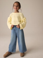 Lemon Yellow Tassle Knitted 100% Cotton Jumper (3-16yrs) - Image 3 of 8