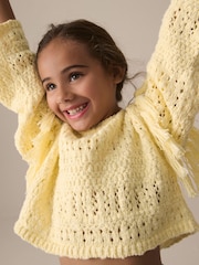 Lemon Yellow Tassle Knitted 100% Cotton Jumper (3-16yrs) - Image 4 of 8