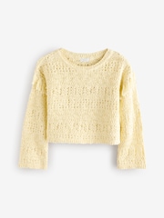 Lemon Yellow Tassle Knitted 100% Cotton Jumper (3-16yrs) - Image 5 of 8