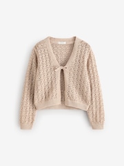Ecru Sequin Tie Front Cardigan (3-16yrs) - Image 1 of 4
