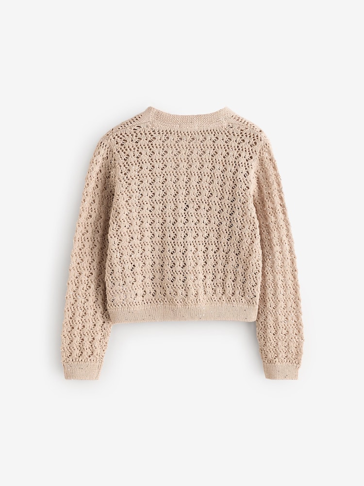 Ecru Sequin Tie Front Cardigan (3-16yrs) - Image 2 of 4