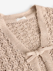 Ecru Sequin Tie Front Cardigan (3-16yrs) - Image 3 of 4