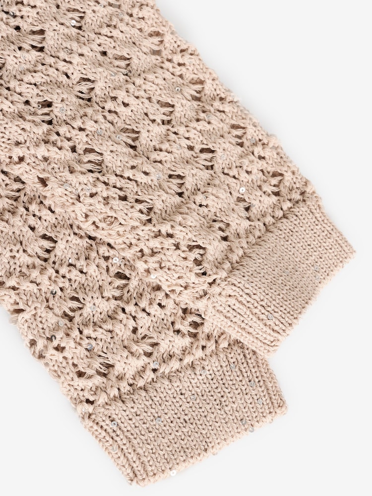 Ecru Sequin Tie Front Cardigan (3-16yrs) - Image 4 of 4