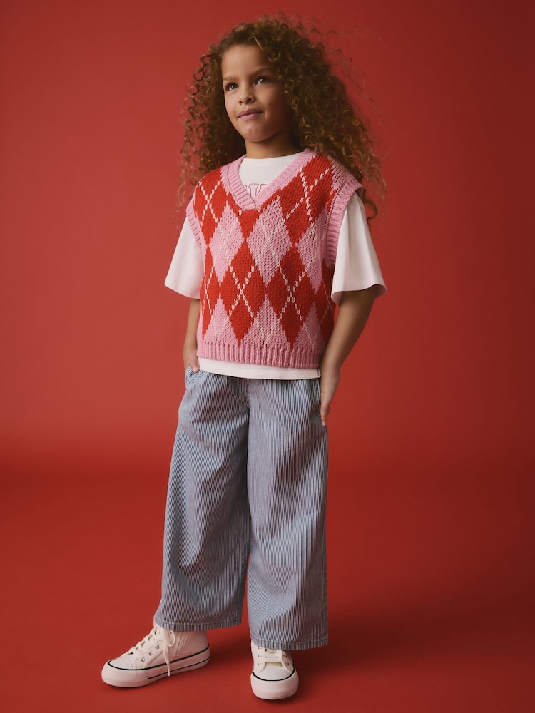 Pink Argyle Knitted Tank (3-16yrs) - Image 2 of 8