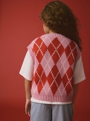 Pink Argyle Knitted Tank (3-16yrs) - Image 3 of 8
