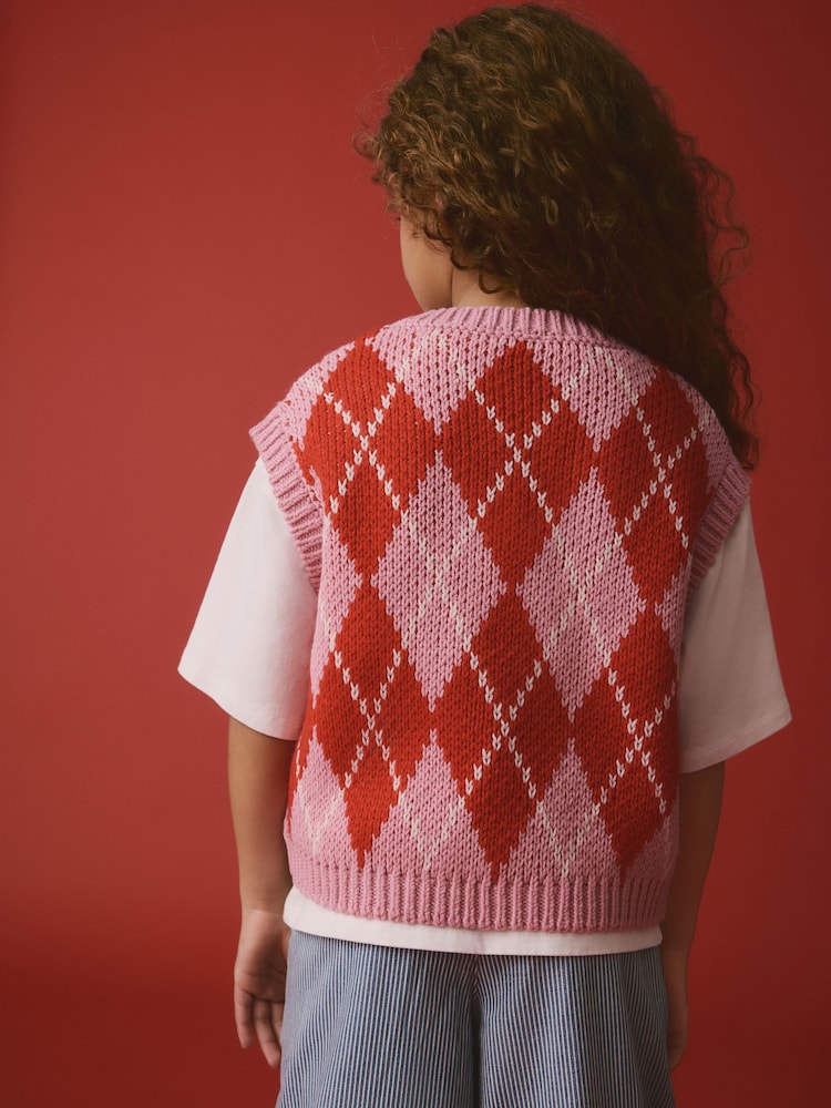 Pink Argyle Knitted Tank (3-16yrs) - Image 3 of 8